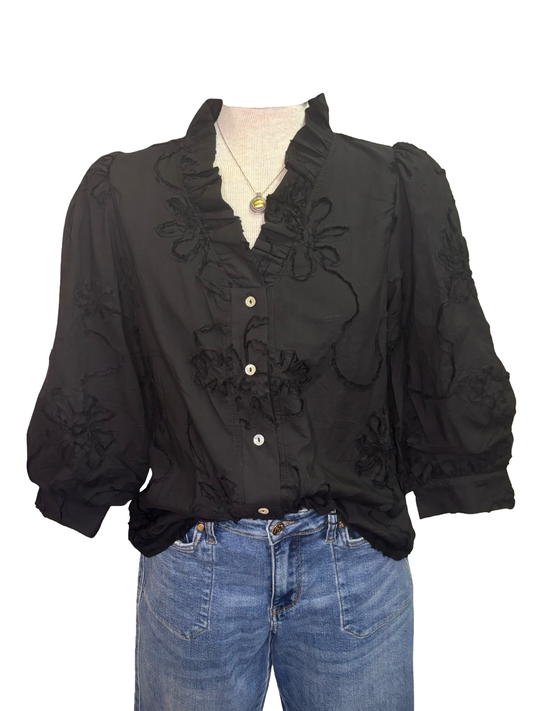 Floral 3D Top Black