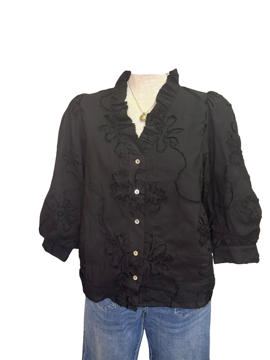 Floral 3D Top Black