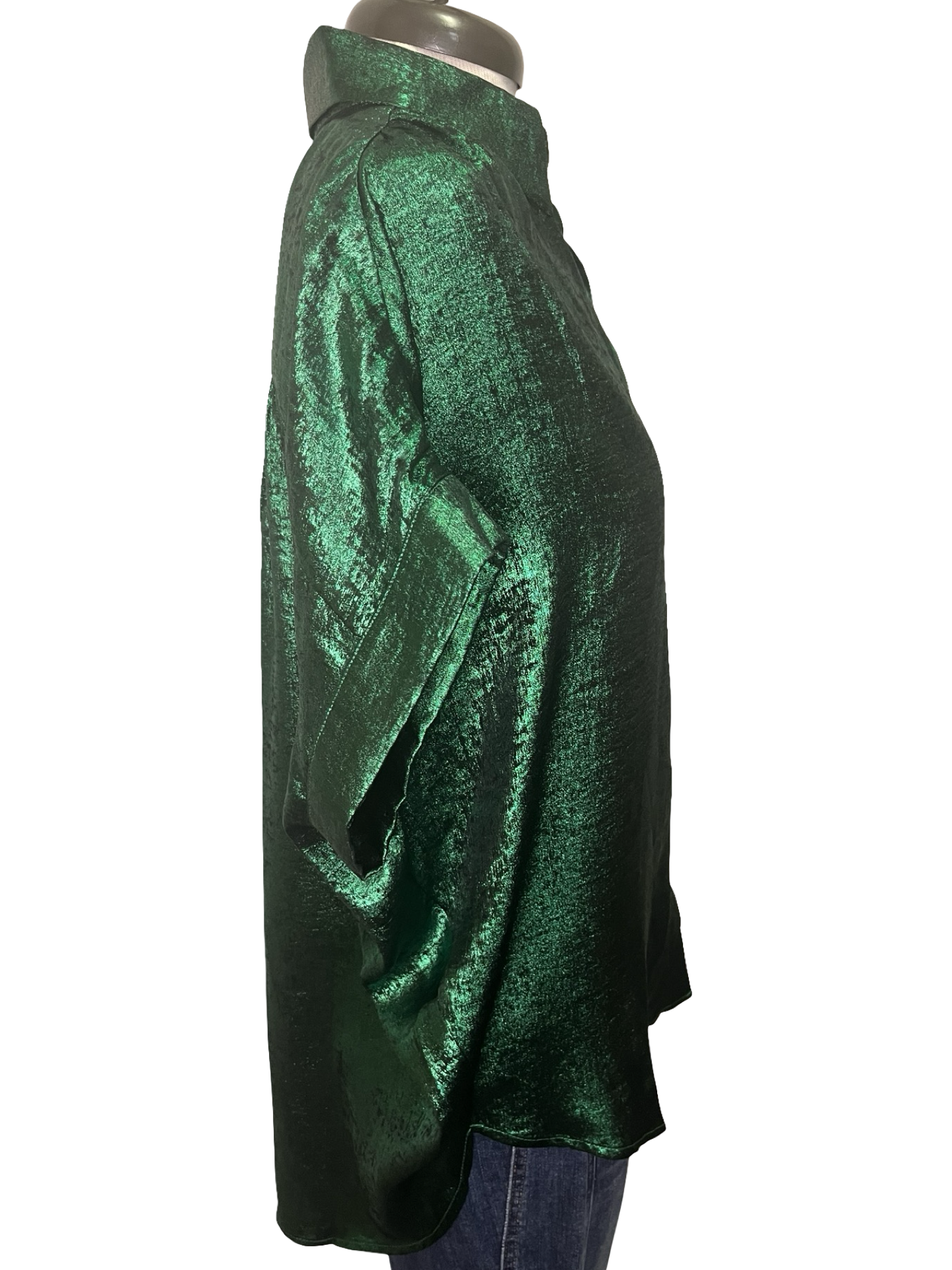 Metallic Green Button Up Top