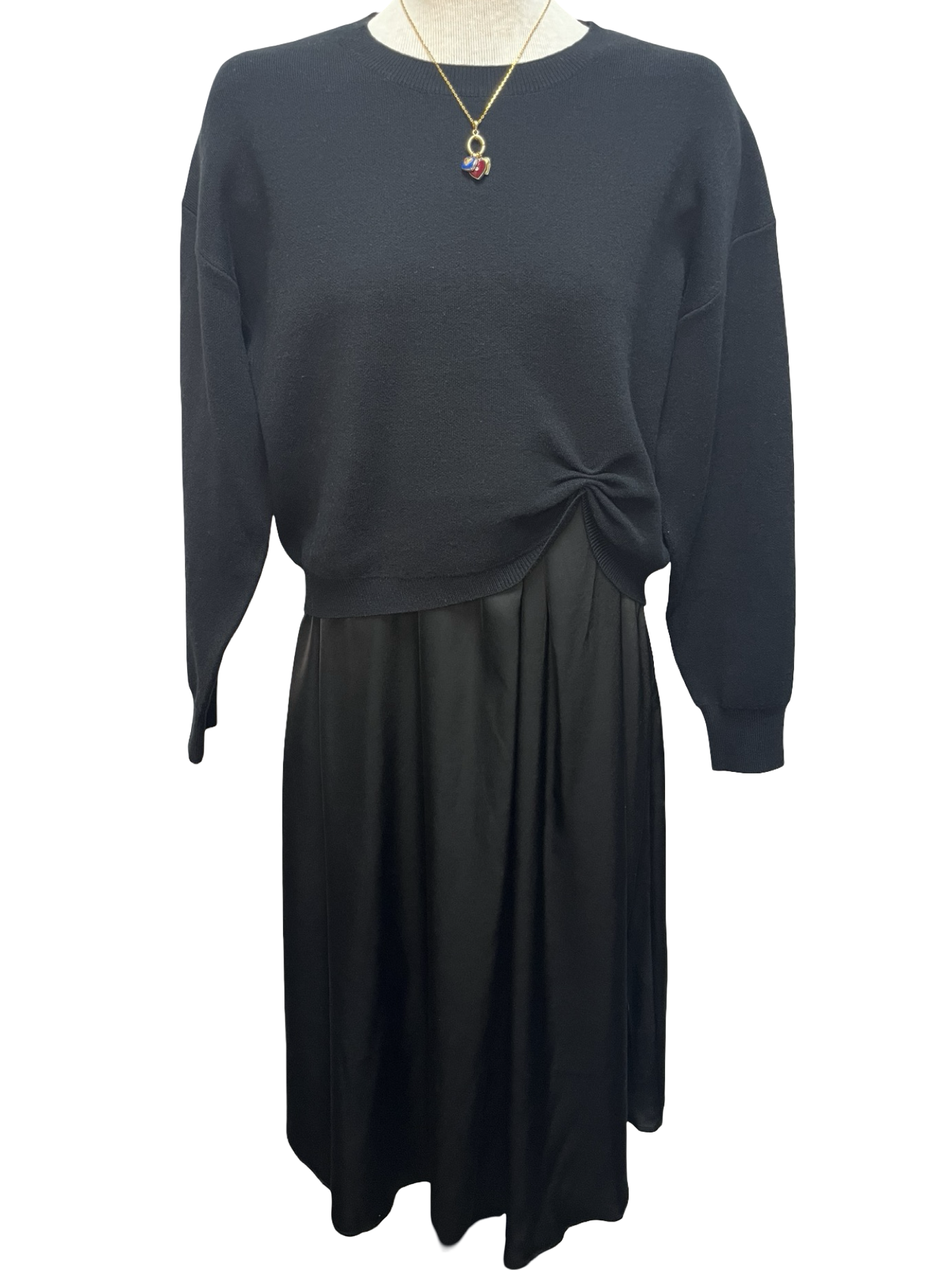 Midi Front Pleat Detail Tank Dress with Sweater