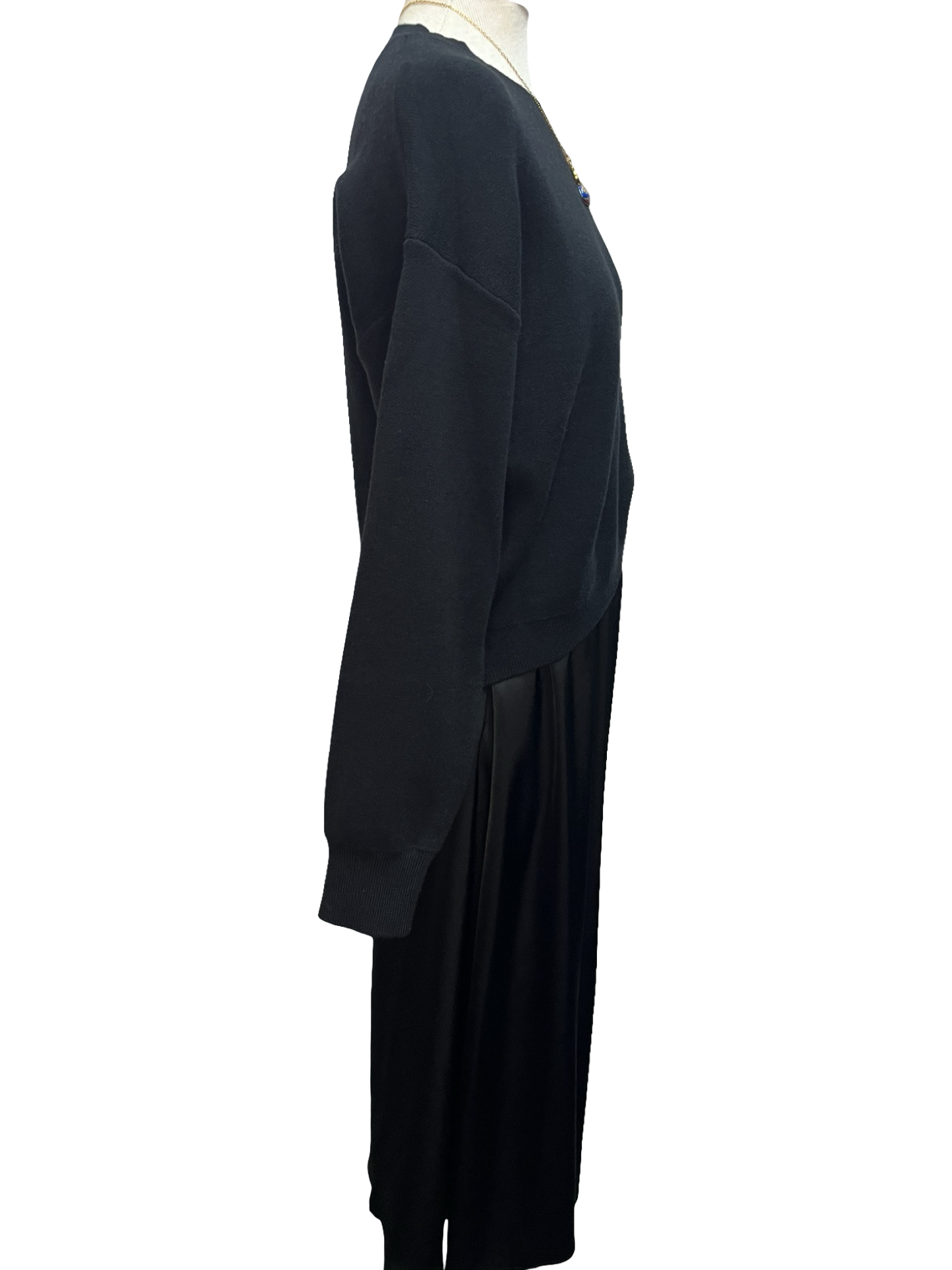 Midi Front Pleat Detail Tank Dress with Sweater