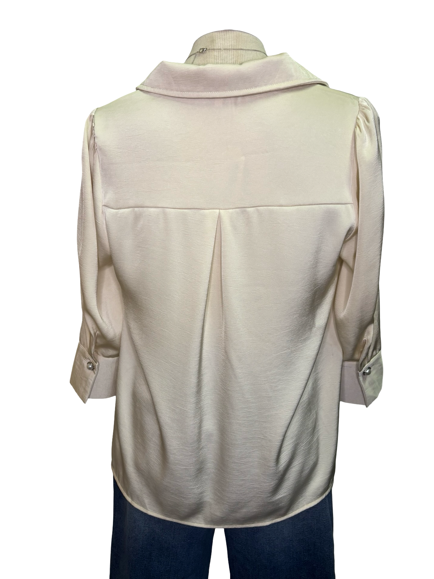 Pearl Cuff Satin Top Ivory