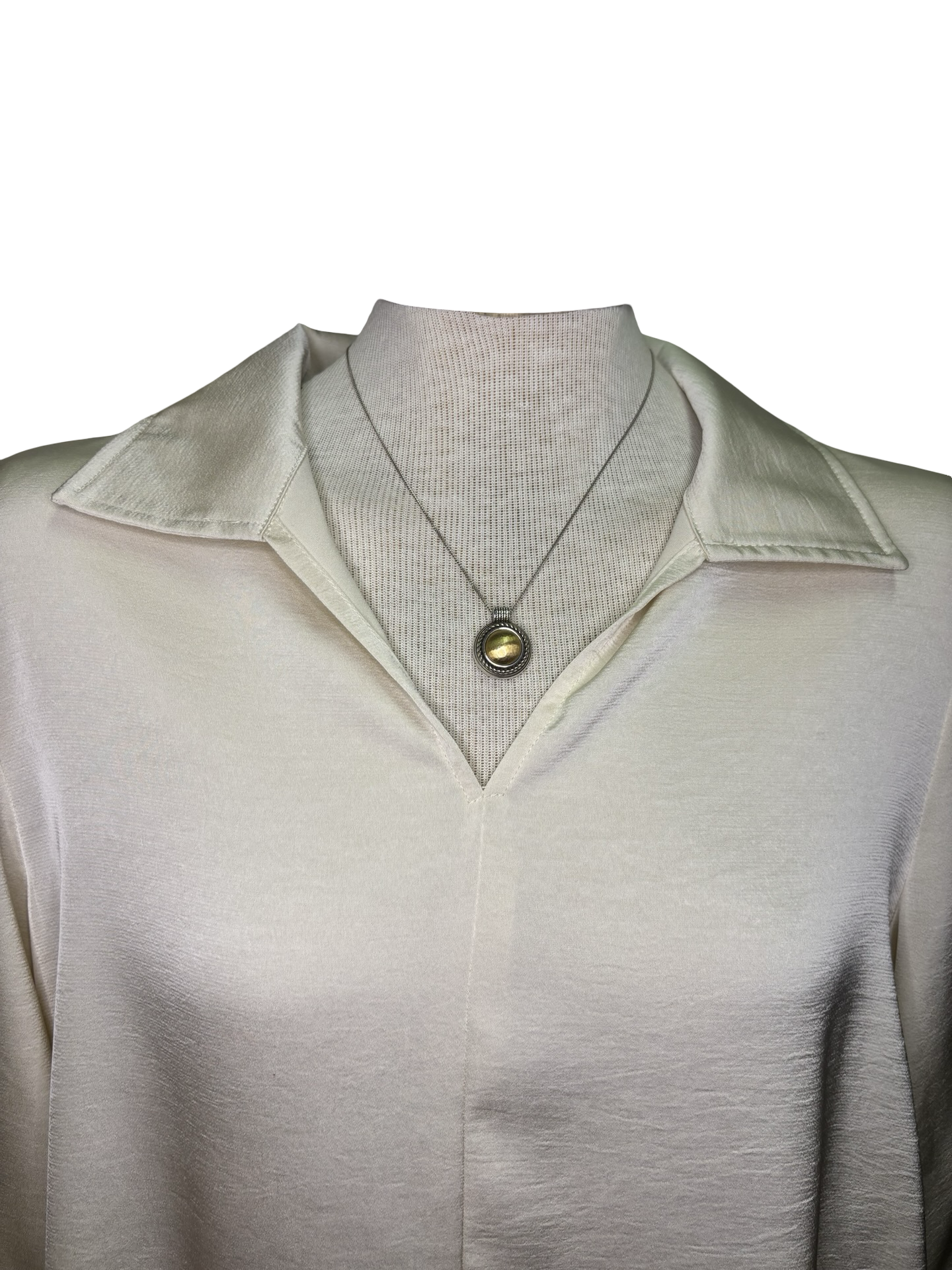 Pearl Cuff Satin Top Ivory