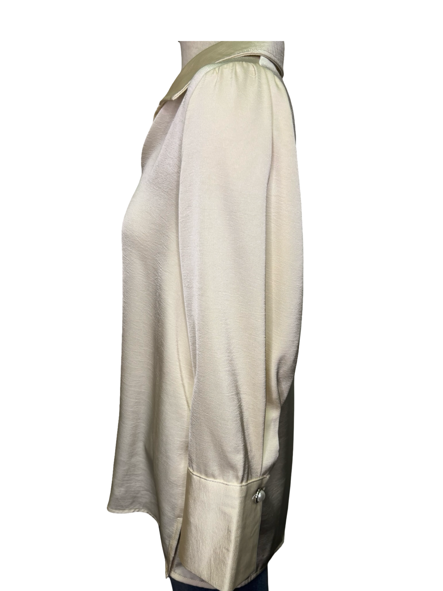 Pearl Cuff Satin Top Ivory
