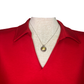 Scallop Edge V Neck Top Red