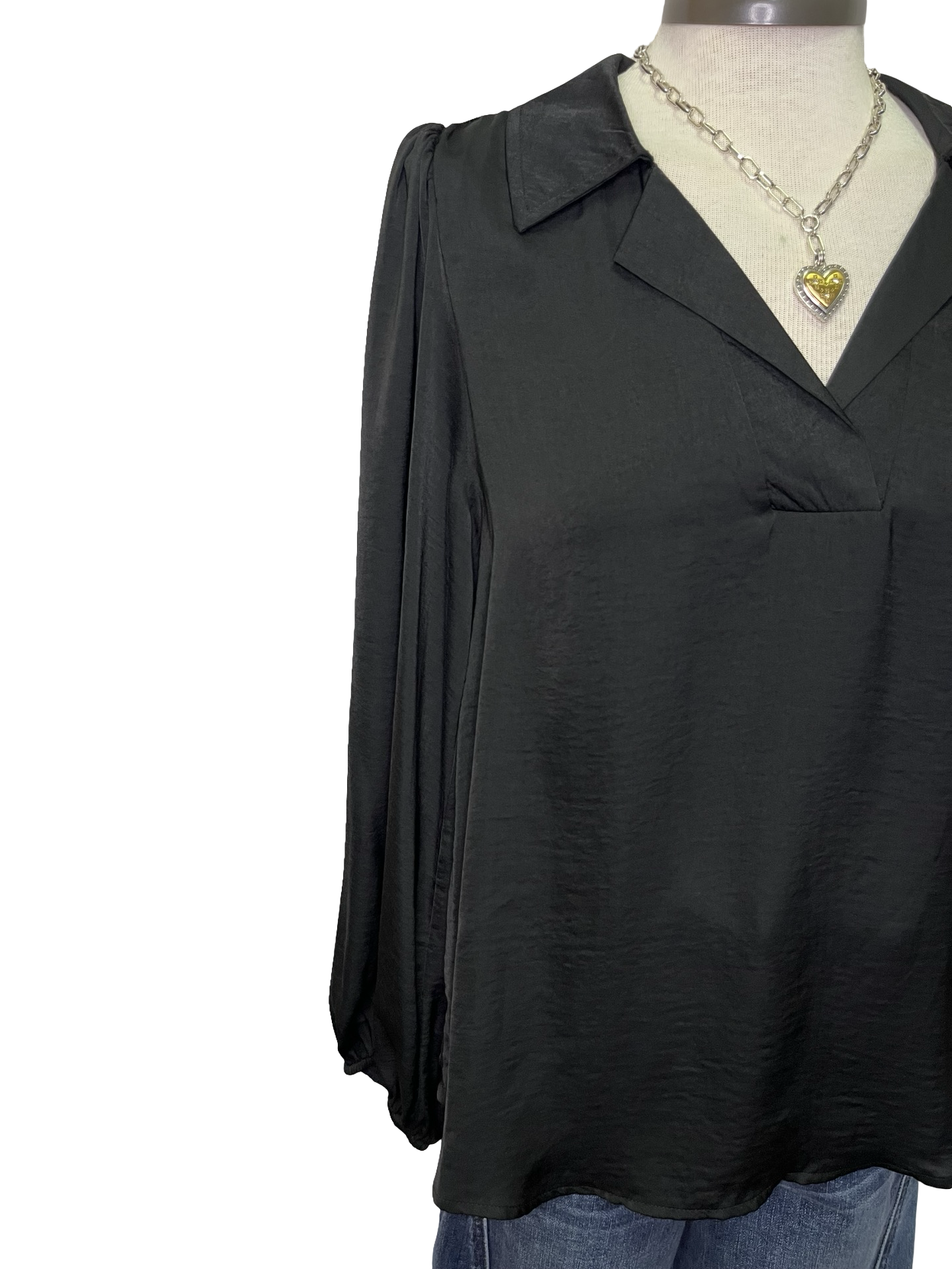 Textura V Neck Blouse Black