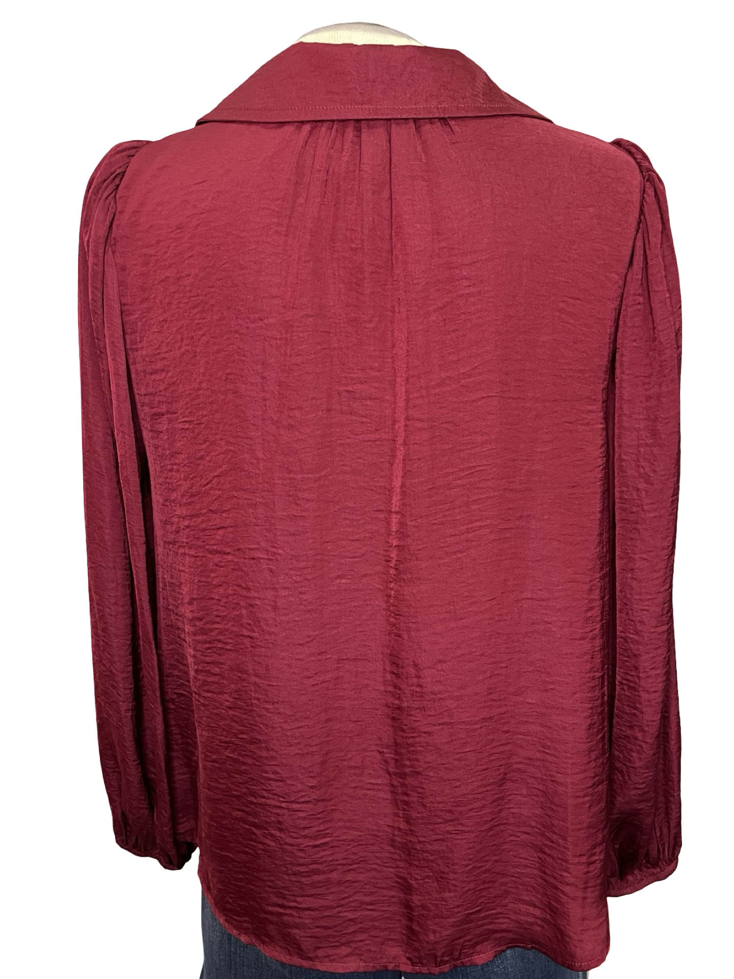 Textura V Neck Blouse Burgundy