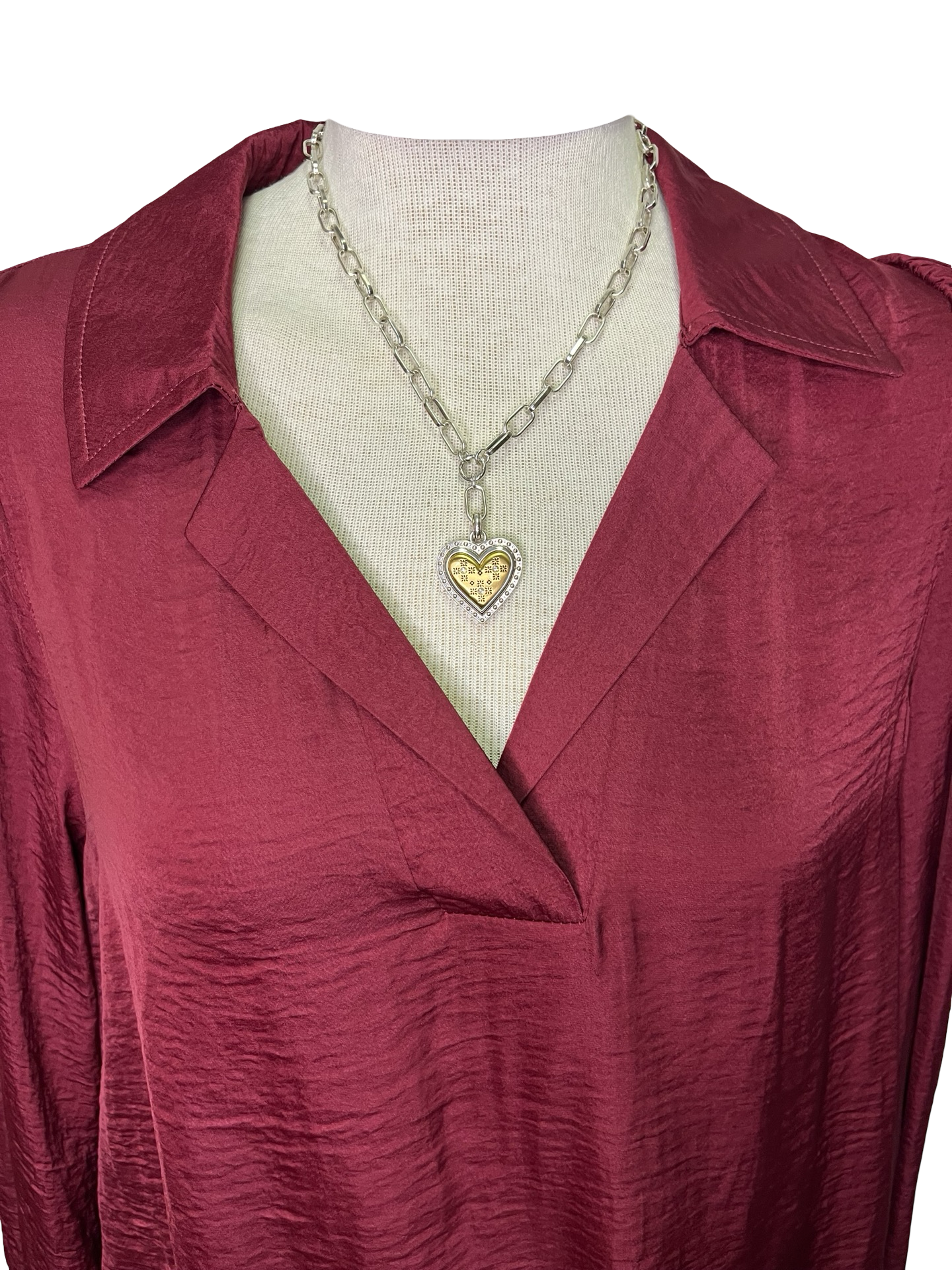 Textura V Neck Blouse Burgundy