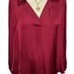 Textura V Neck Blouse Burgundy