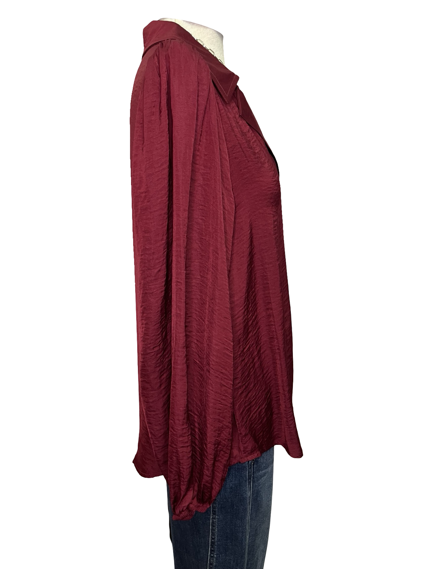 Textura V Neck Blouse Burgundy