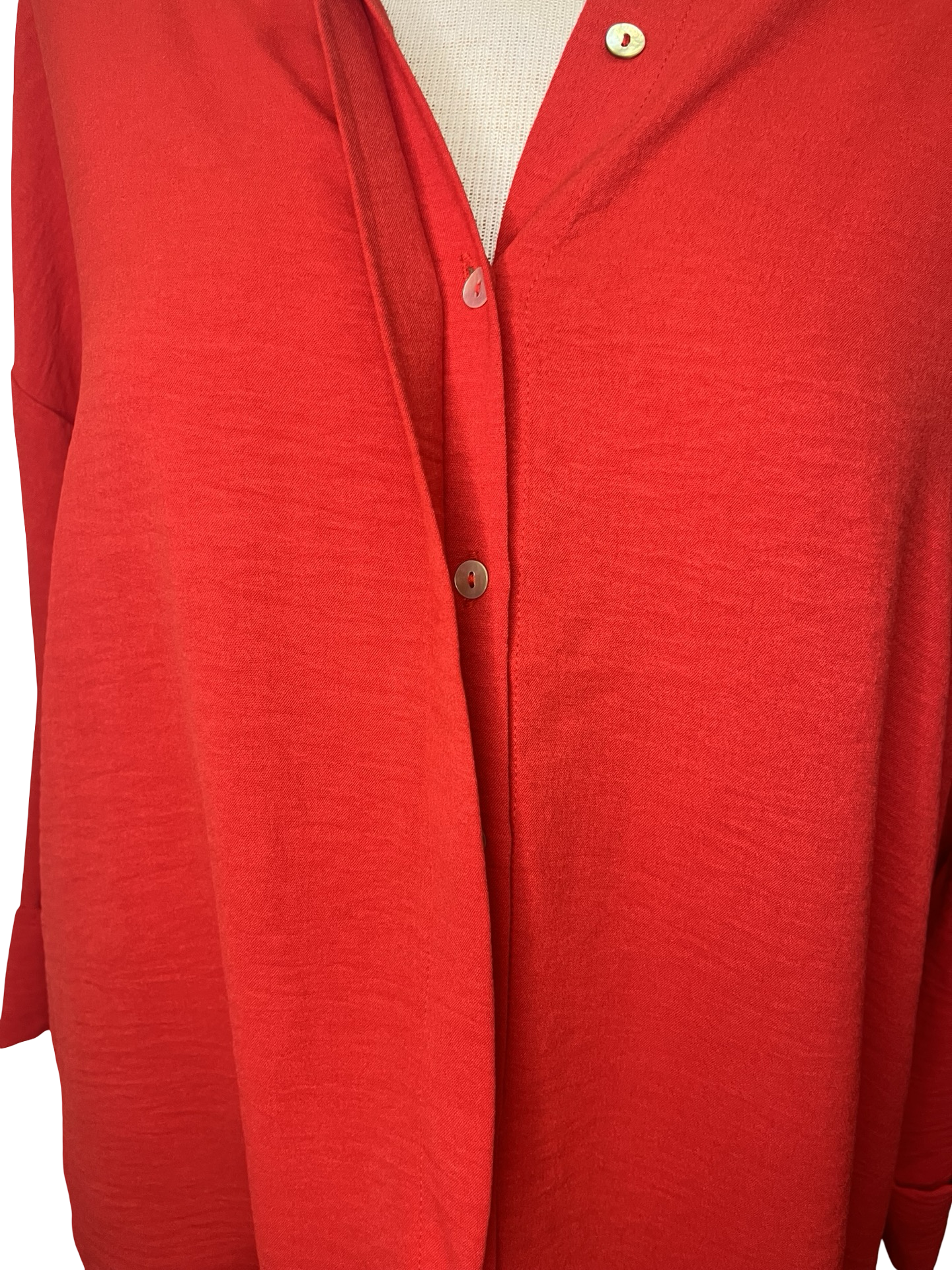 Textured Button Down Top Red