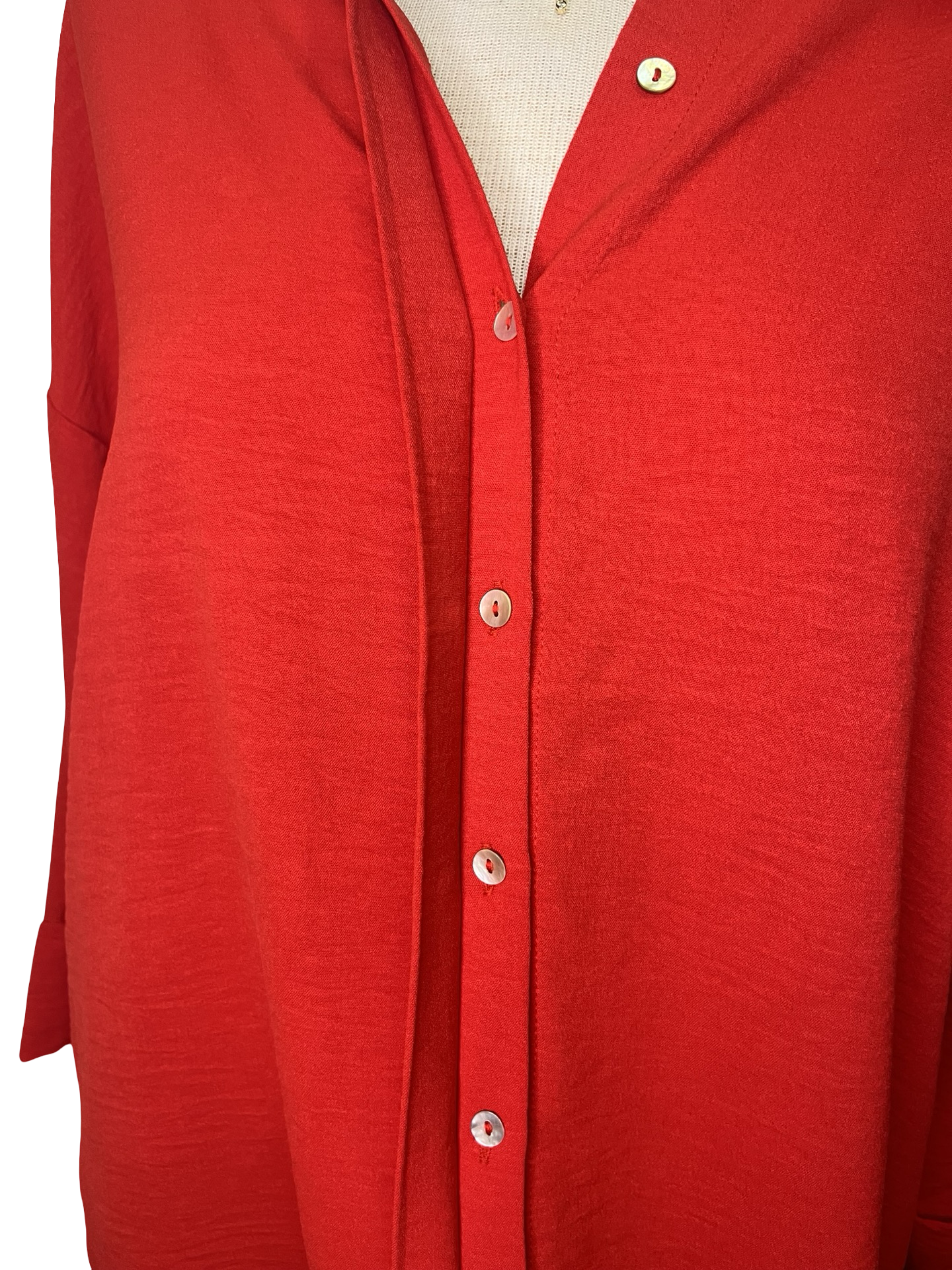 Textured Button Down Top Red