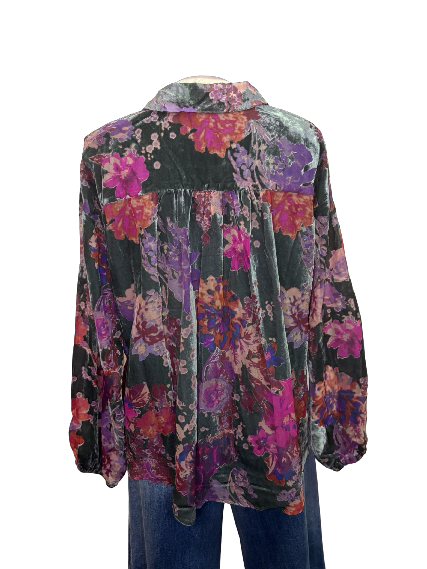 Velvet Flower Print Top