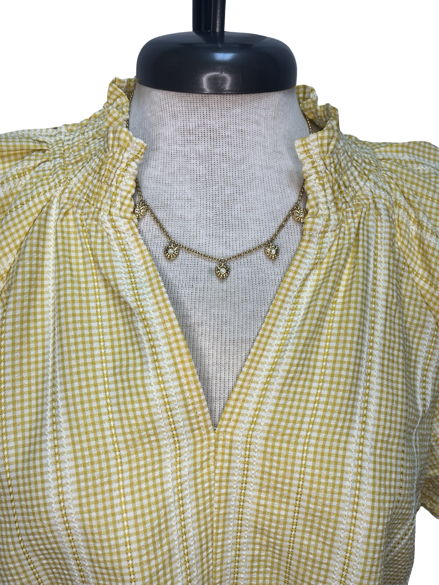 Short Puff Sleeve Stripe Top Yellow