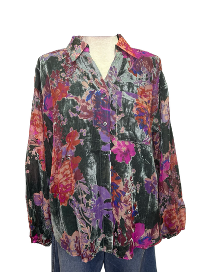 Velvet Flower Print Top