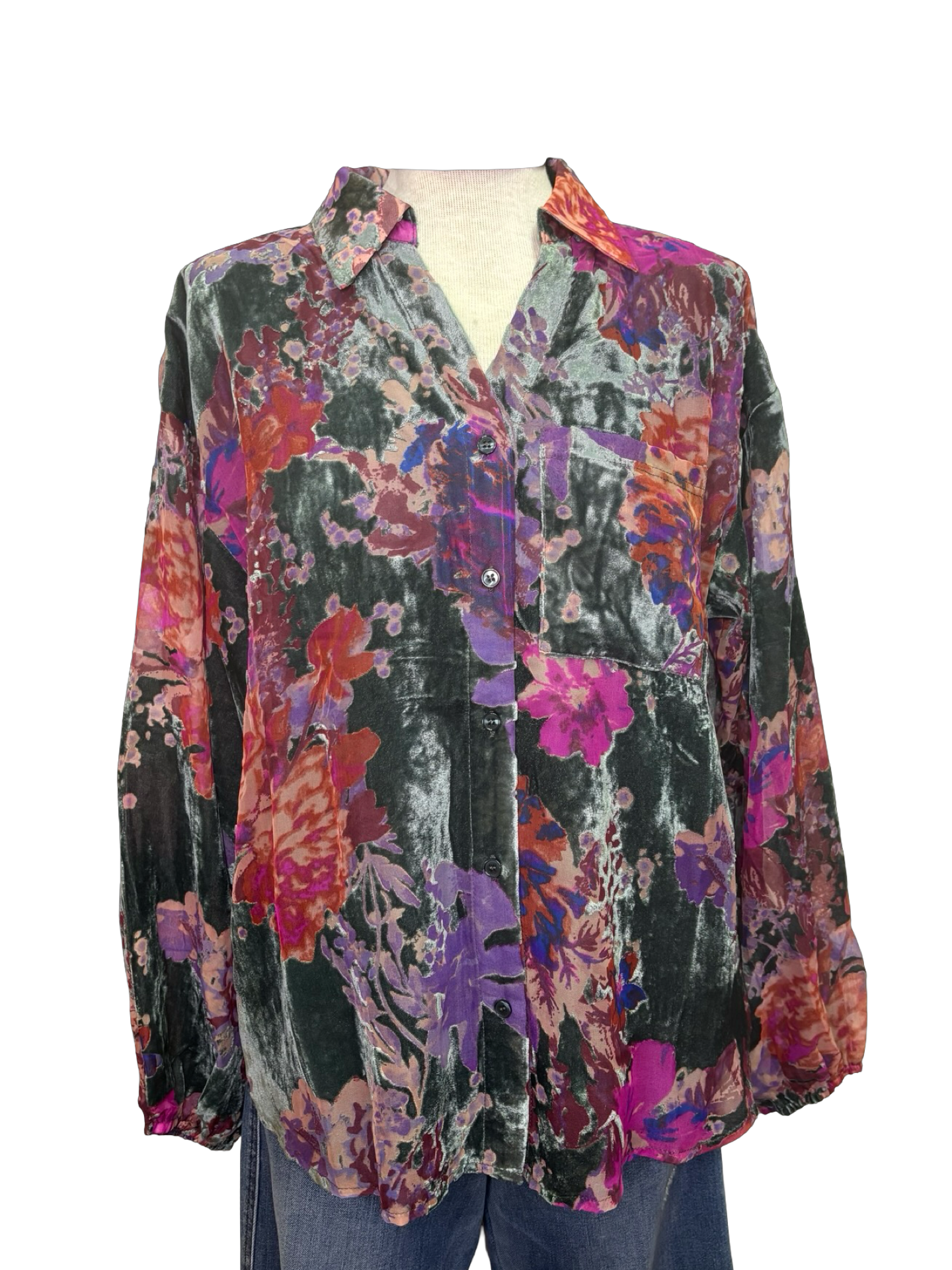 Velvet Flower Print Top