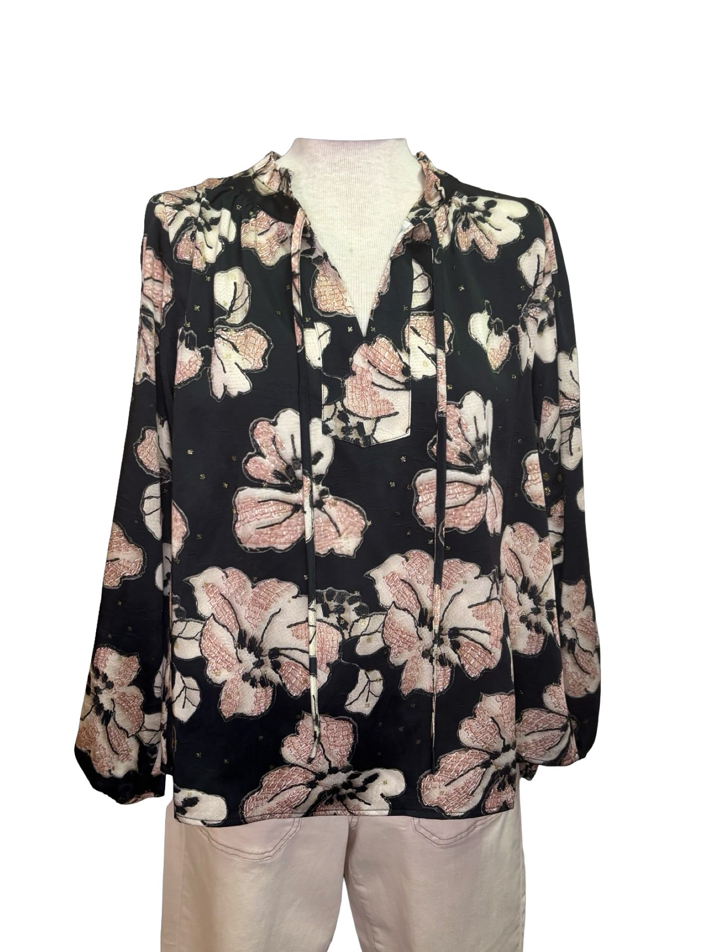 Long Sleeve Floral Shimmer Top