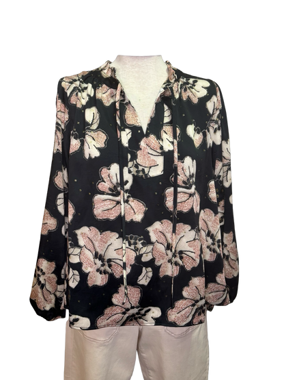 Long Sleeve Floral Shimmer Top