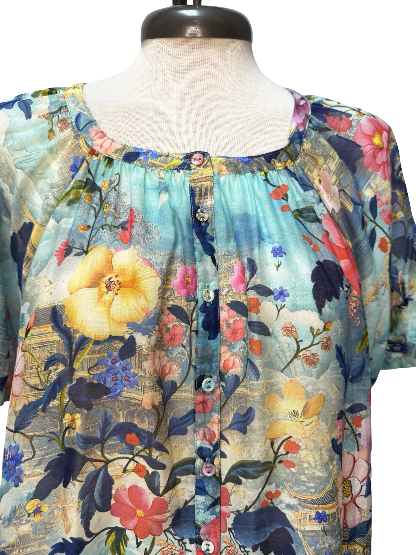 Avah Button Down Shirt Chemis Scarf