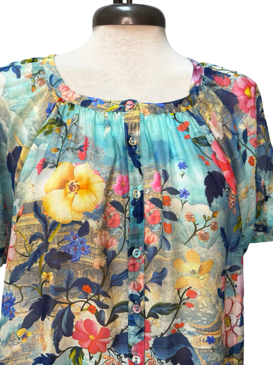 Avah Button Down Shirt Chemis Scarf