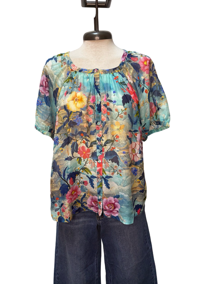 Avah Button Down Shirt Chemis Scarf