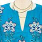 Boheme Split Neck Linen Blouse Lake Blue