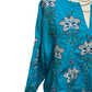 Boheme Split Neck Linen Blouse Lake Blue