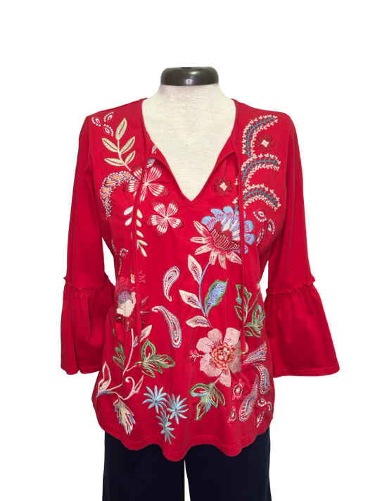 Freyde Ruffle Sleeve T Shirt Ski Patrol