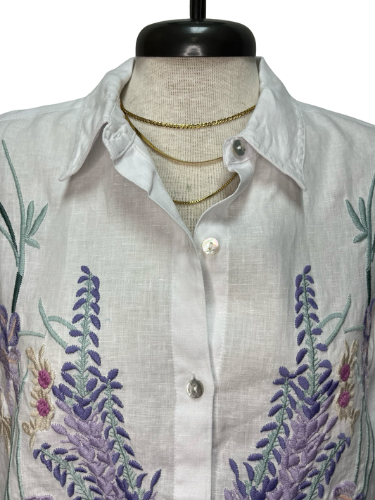 Marleigh Linen Kimono Sleeve Shirt White