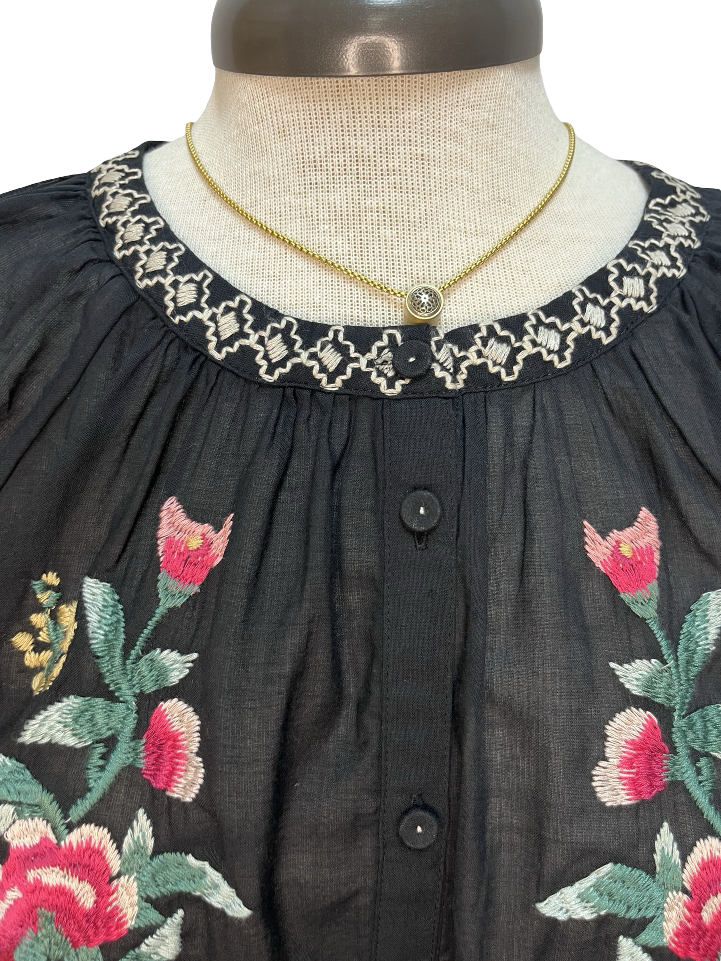 Pintuck Raglan Button Up Sunnie Black