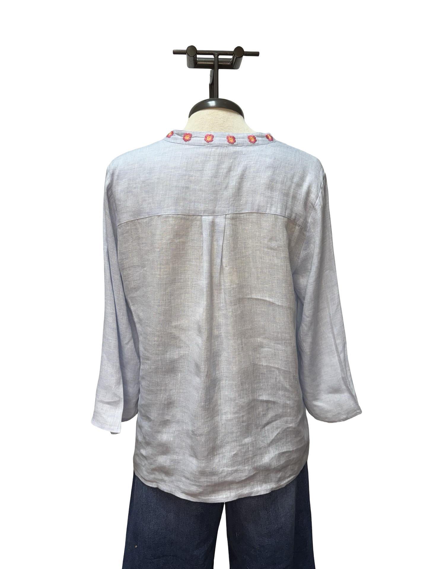 Lirielle Tie Front Blouse Blue Slub Linen