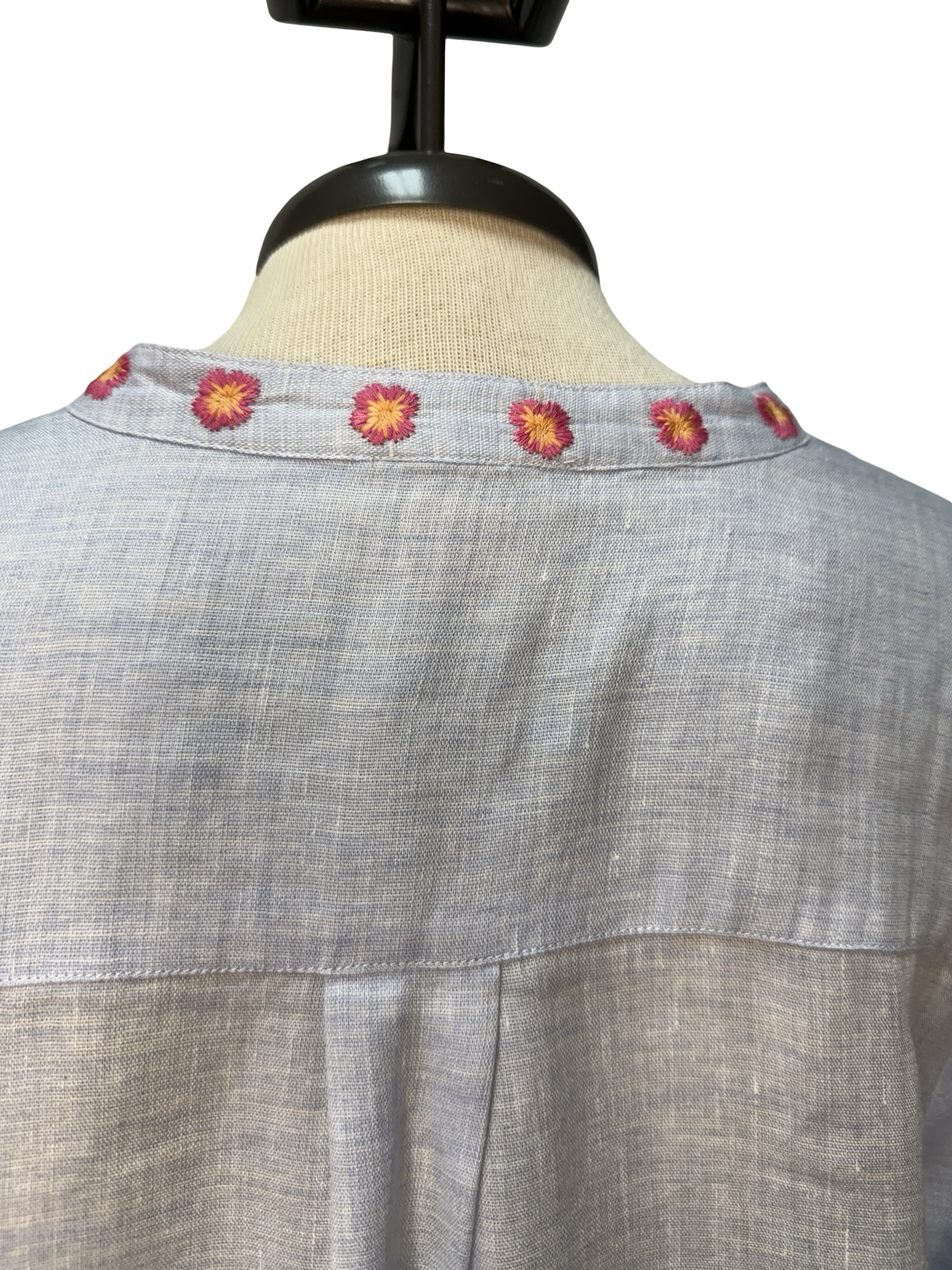 Lirielle Tie Front Blouse Blue Slub Linen