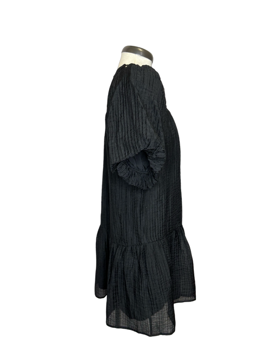 Black Sutache Yoke Dress