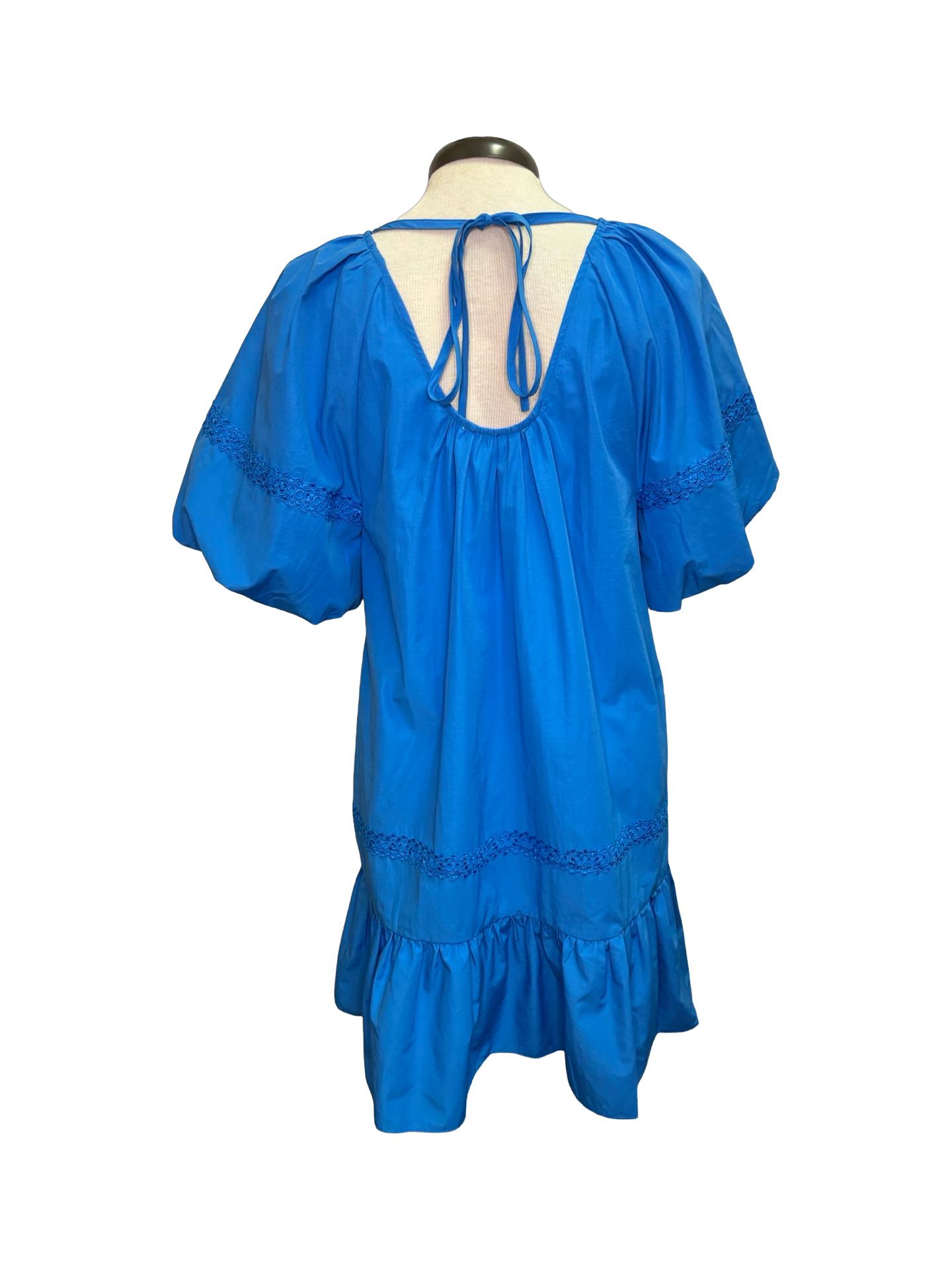 Turquoise Puff Sleeve Dress