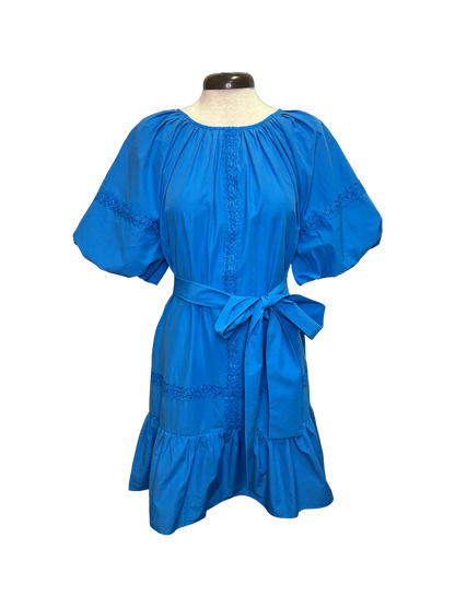Turquoise Puff Sleeve Dress