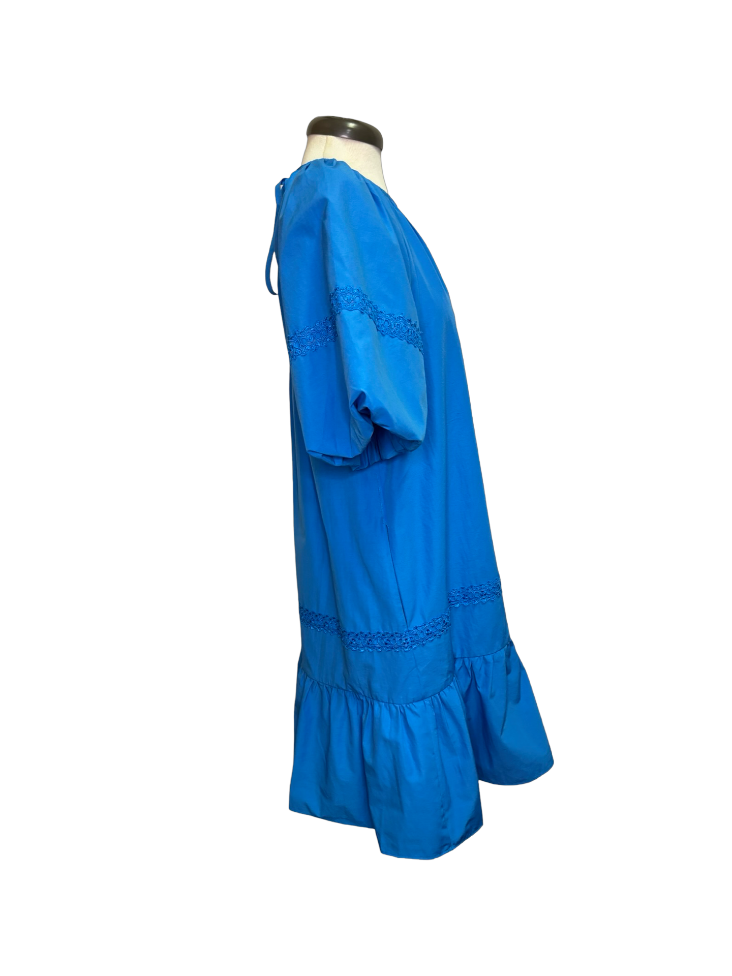 Turquoise Puff Sleeve Dress