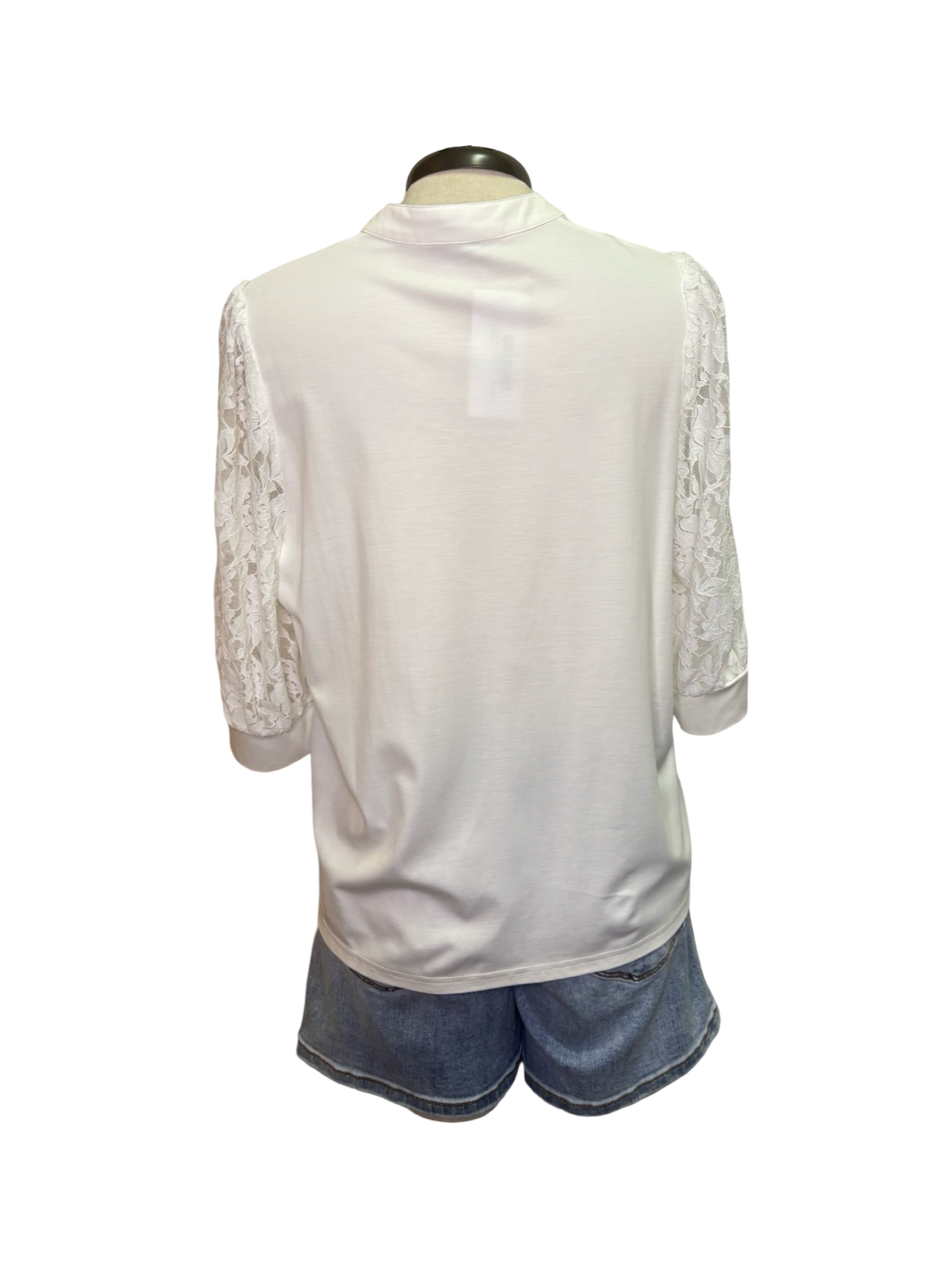 White Lace Sleeve Top