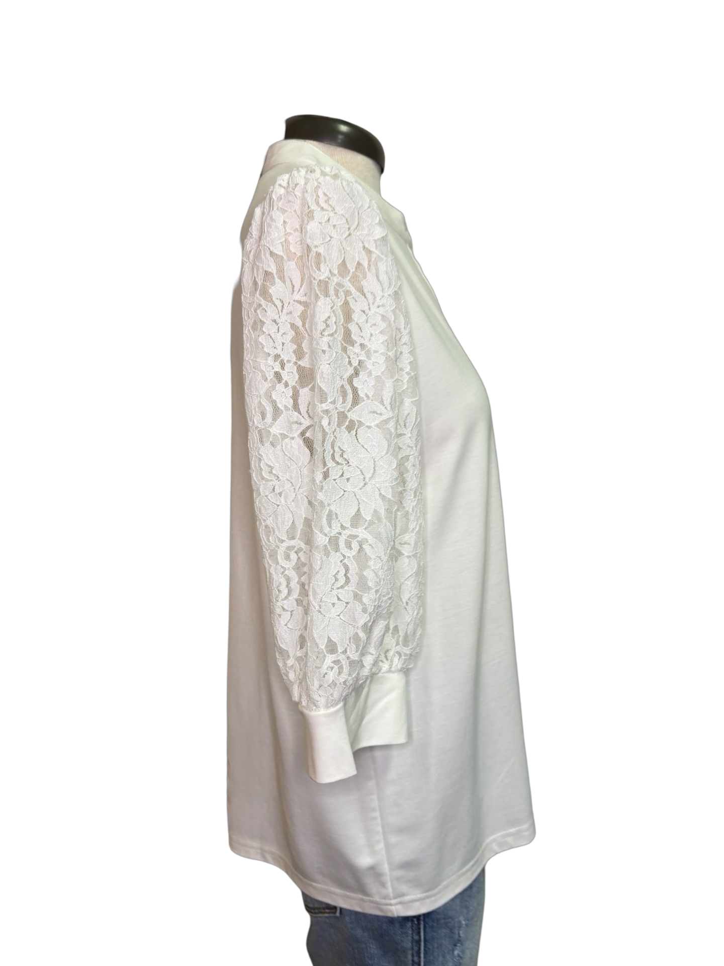 White Lace Sleeve Top
