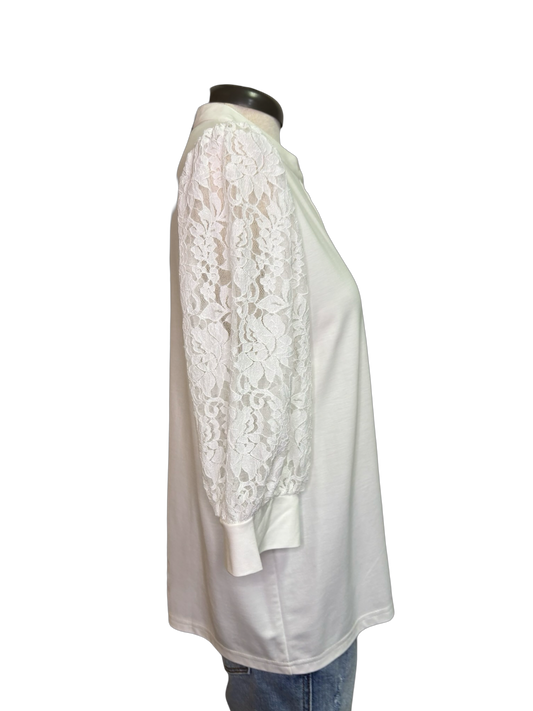 White Lace Sleeve Top
