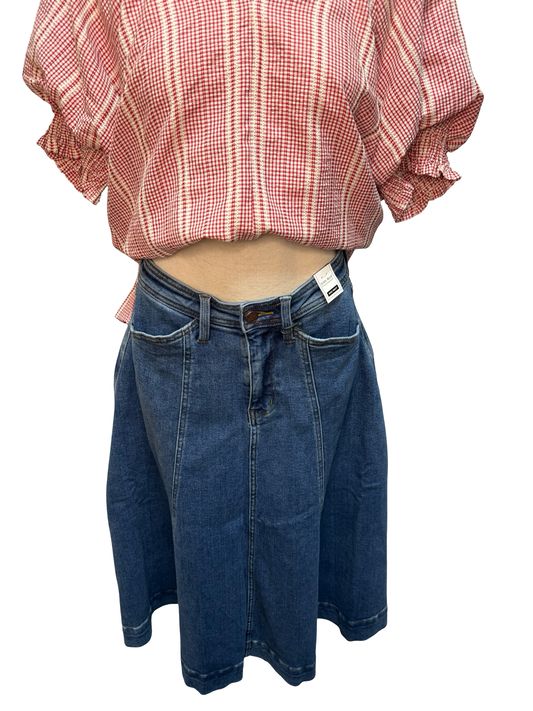 Judy Blue HW Lasso Denim Skirt Medium Stone