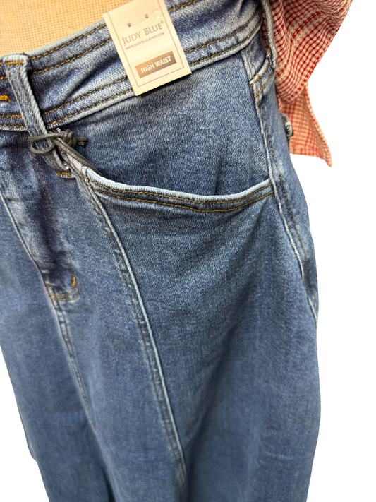Judy Blue HW Lasso Denim Skirt Medium Stone