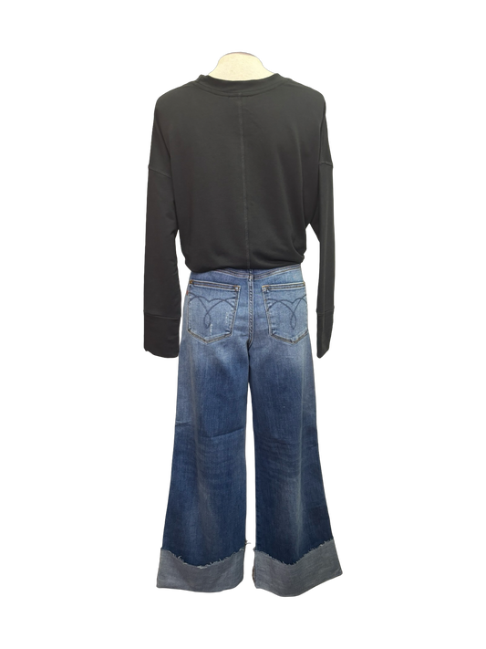 Judy Blue HW MD Retro Wide Leg with Cuff Jean
