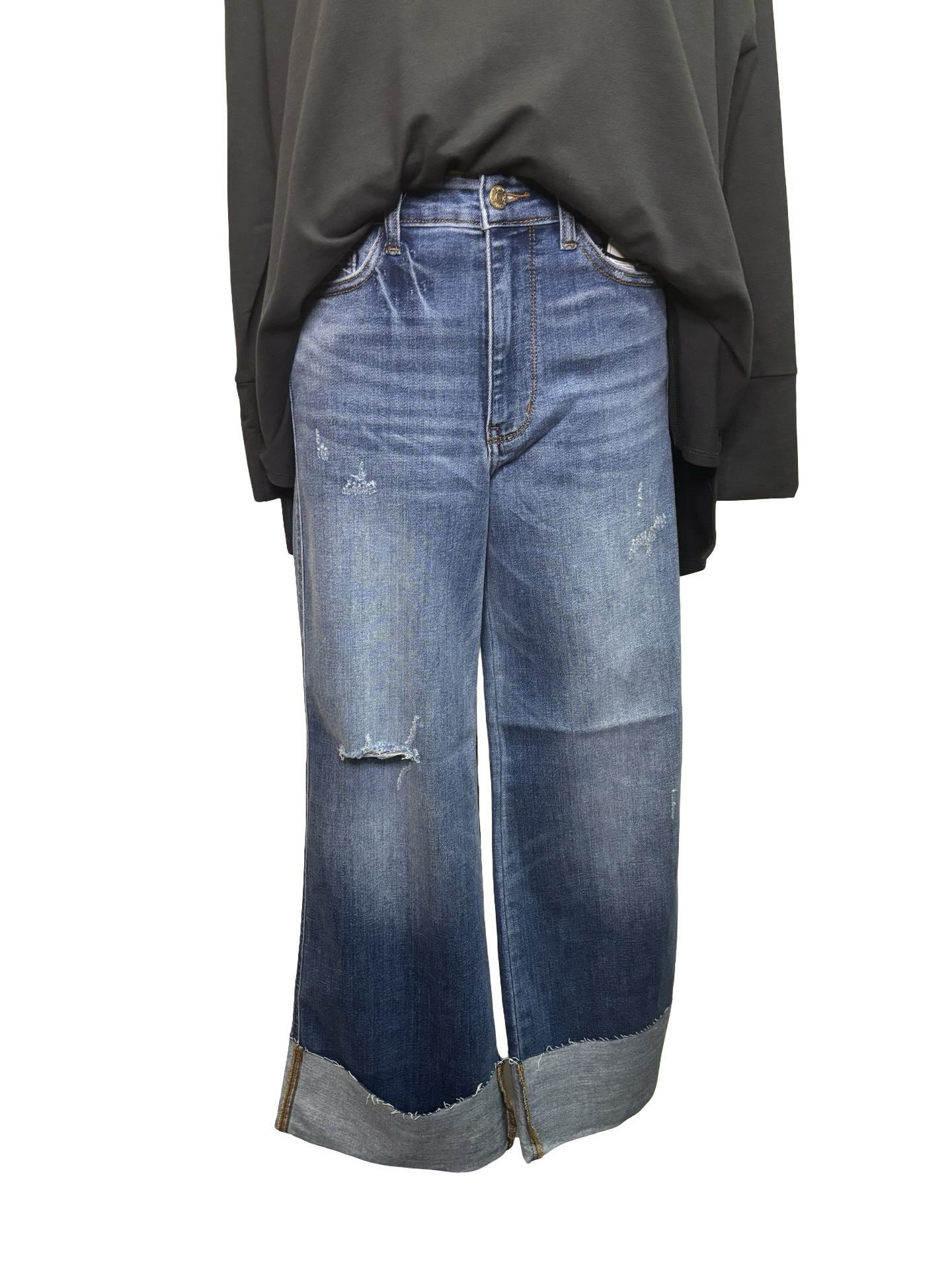Judy Blue HW MD Retro Wide Leg with Cuff Jean
