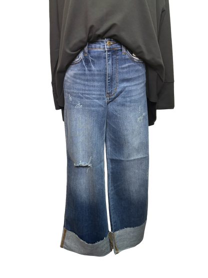 Judy Blue HW MD Retro Wide Leg with Cuff Jean