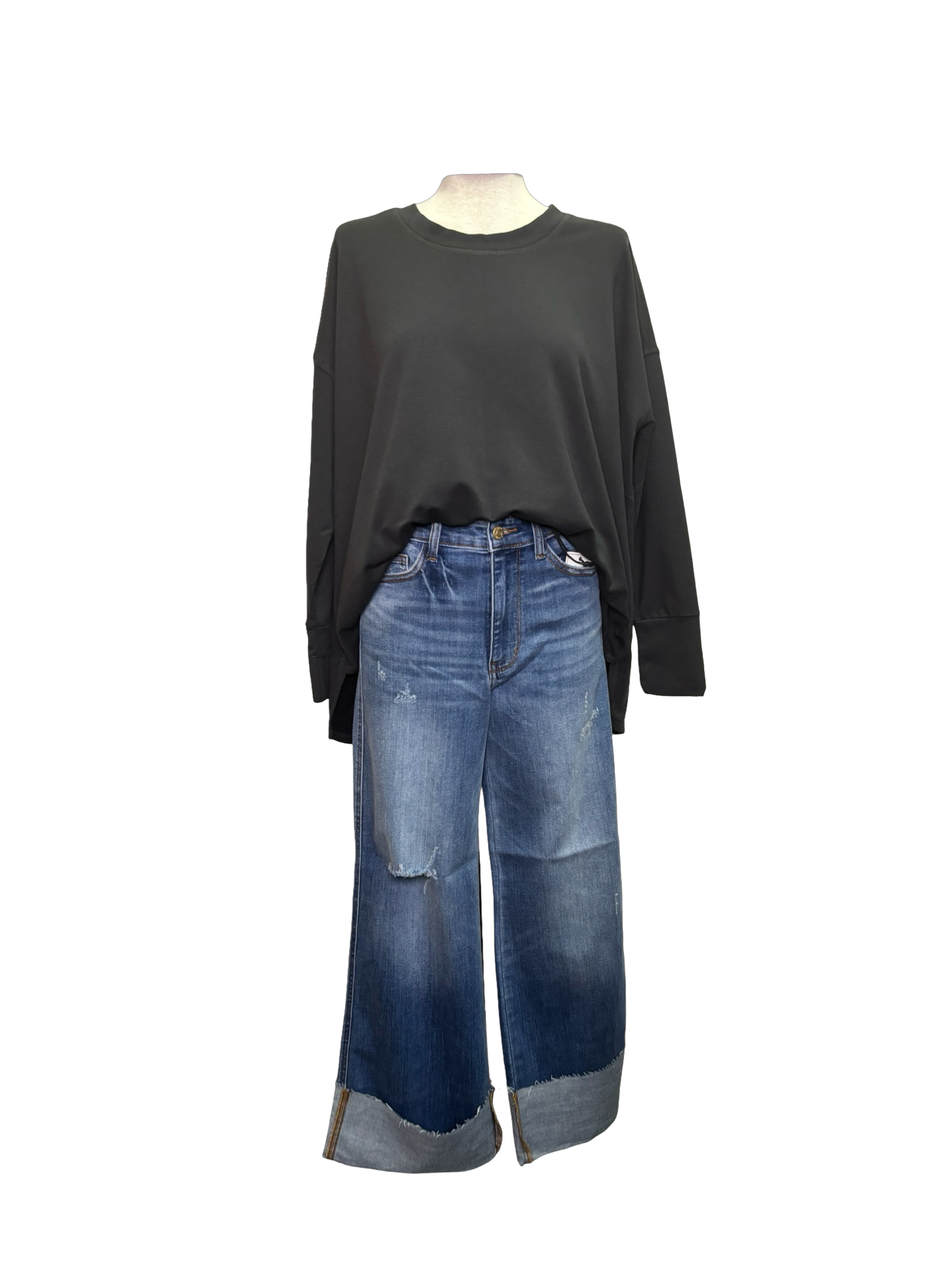 Judy Blue HW MD Retro Wide Leg with Cuff Jean