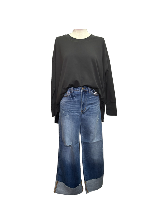 Judy Blue HW MD Retro Wide Leg with Cuff Jean