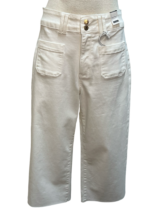 Judy Blue HW Wide Crop Front Patch Pockets White Jean