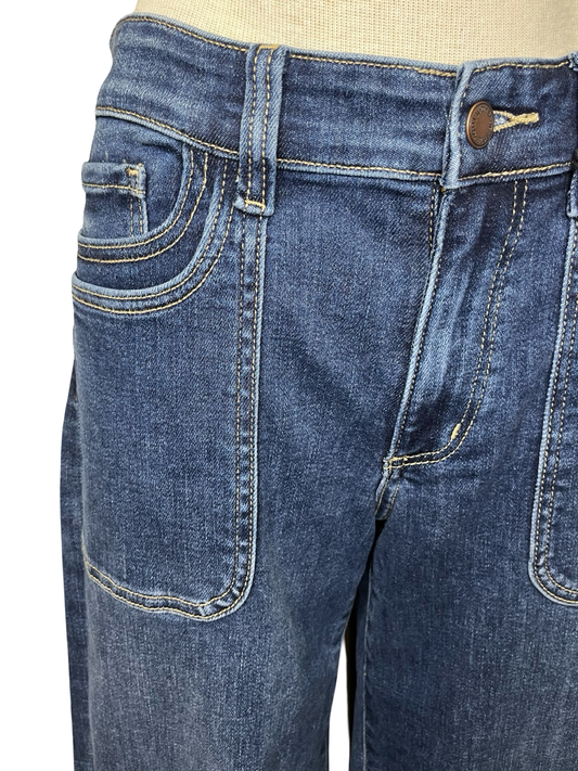 Judy Blue MR 90's Straight Front Patch Double Pocket Jean