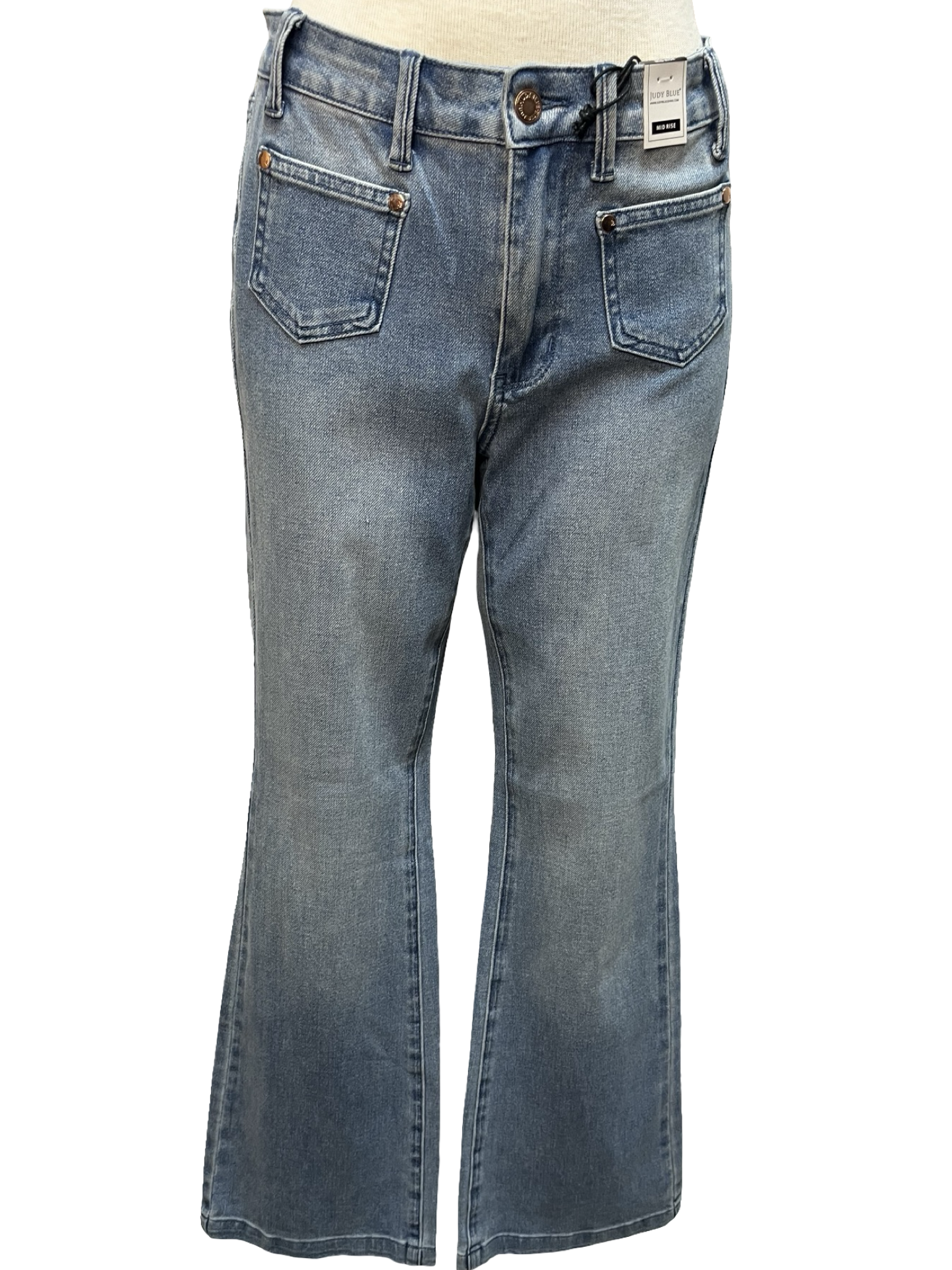 Judy Blue MR Bootcut Contrast Wash & Front Patch Pocket Jean