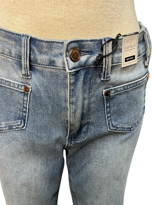 Judy Blue MR Bootcut Contrast Wash & Front Patch Pocket Jean